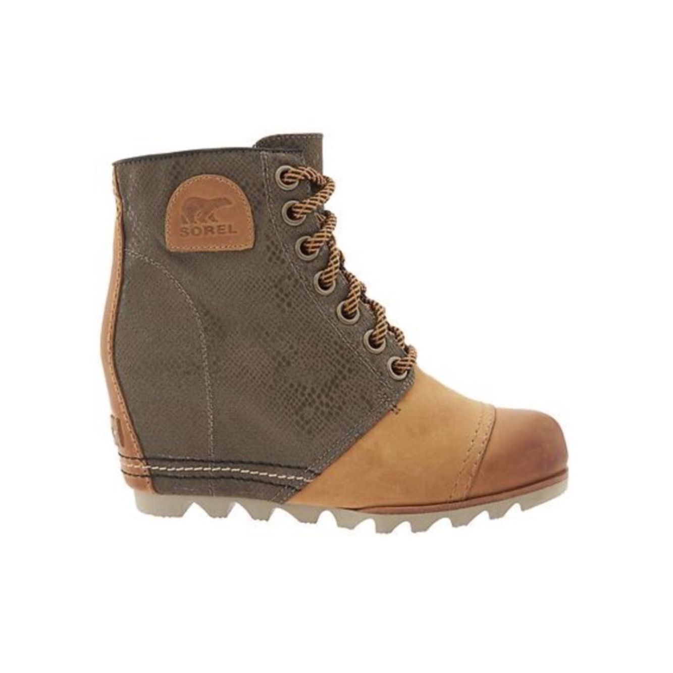 Sorel 1964 Wedge Snake Print Tan/Gray Hiking Boots Size 6